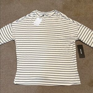 Sugarlips Navy and White Striped Long Sleeve Top